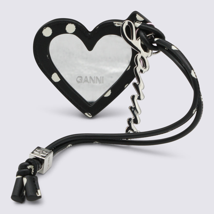 Ganni 65% Recycled leather key case in black