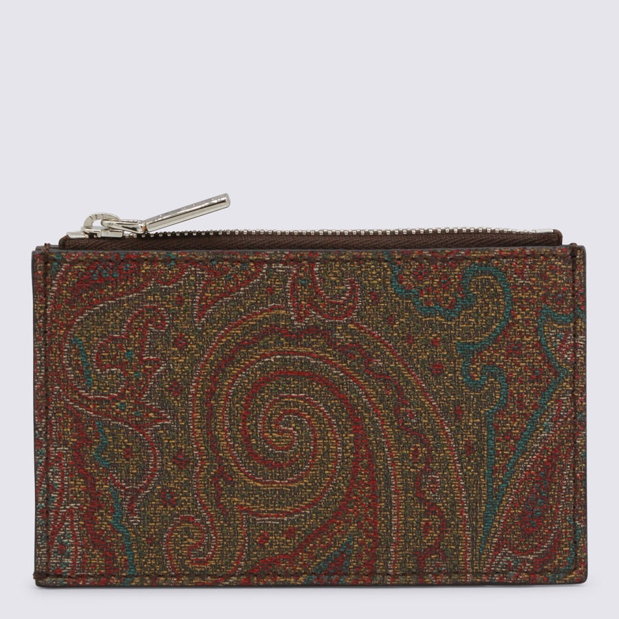 Etro 76% cotton wallet in brown