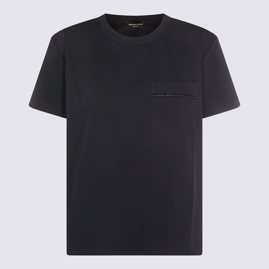 Fabiana Filippi 56% Viscose t-shirt in navy
