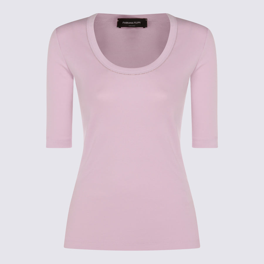 Fabiana Filippi 94% Cotton t-shirt in pink