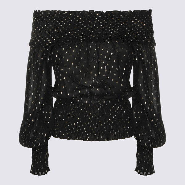 Self-Portrait 99% Viscose blouse in black