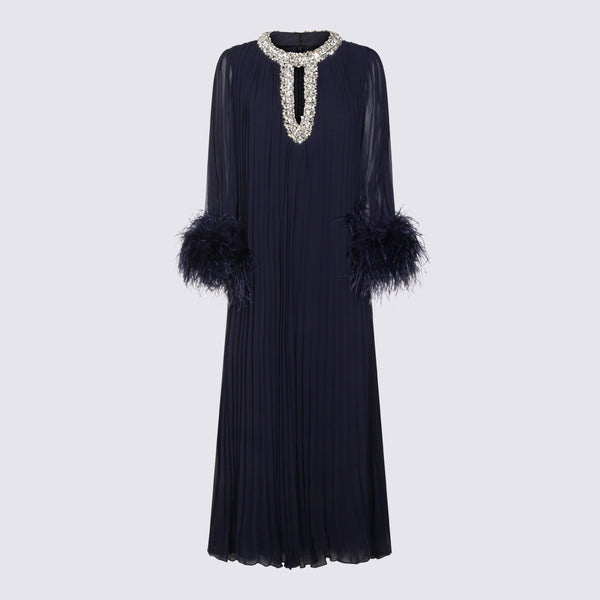 Self-Portrait 100% Polyester dress in navy