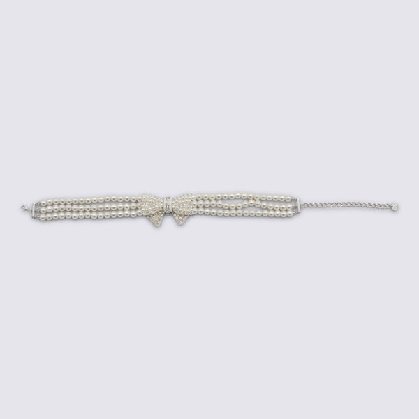 Self-Portrait Brass belt in white