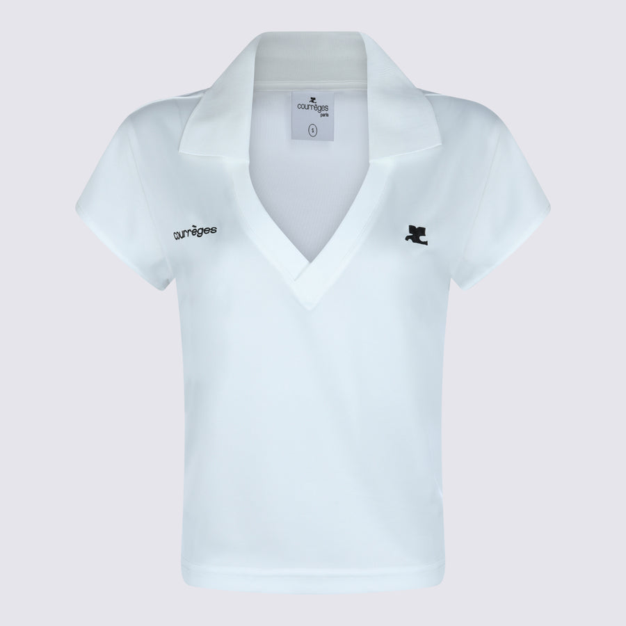 Courreges Polyester polo in white
