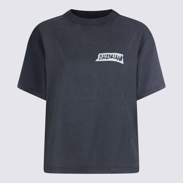 Balenciaga T-shirts and Polos Washed Black _100 % Co
