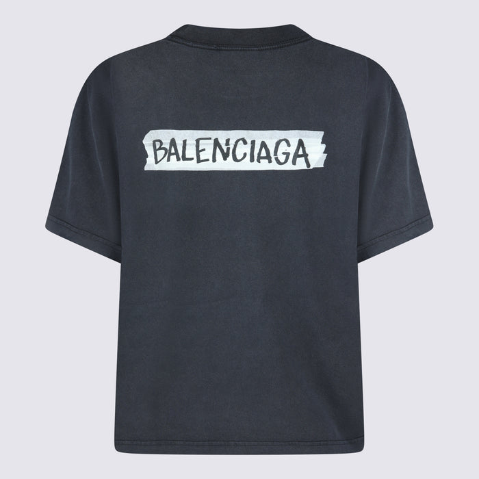 Balenciaga T-shirts and Polos Washed Black _100 % Co