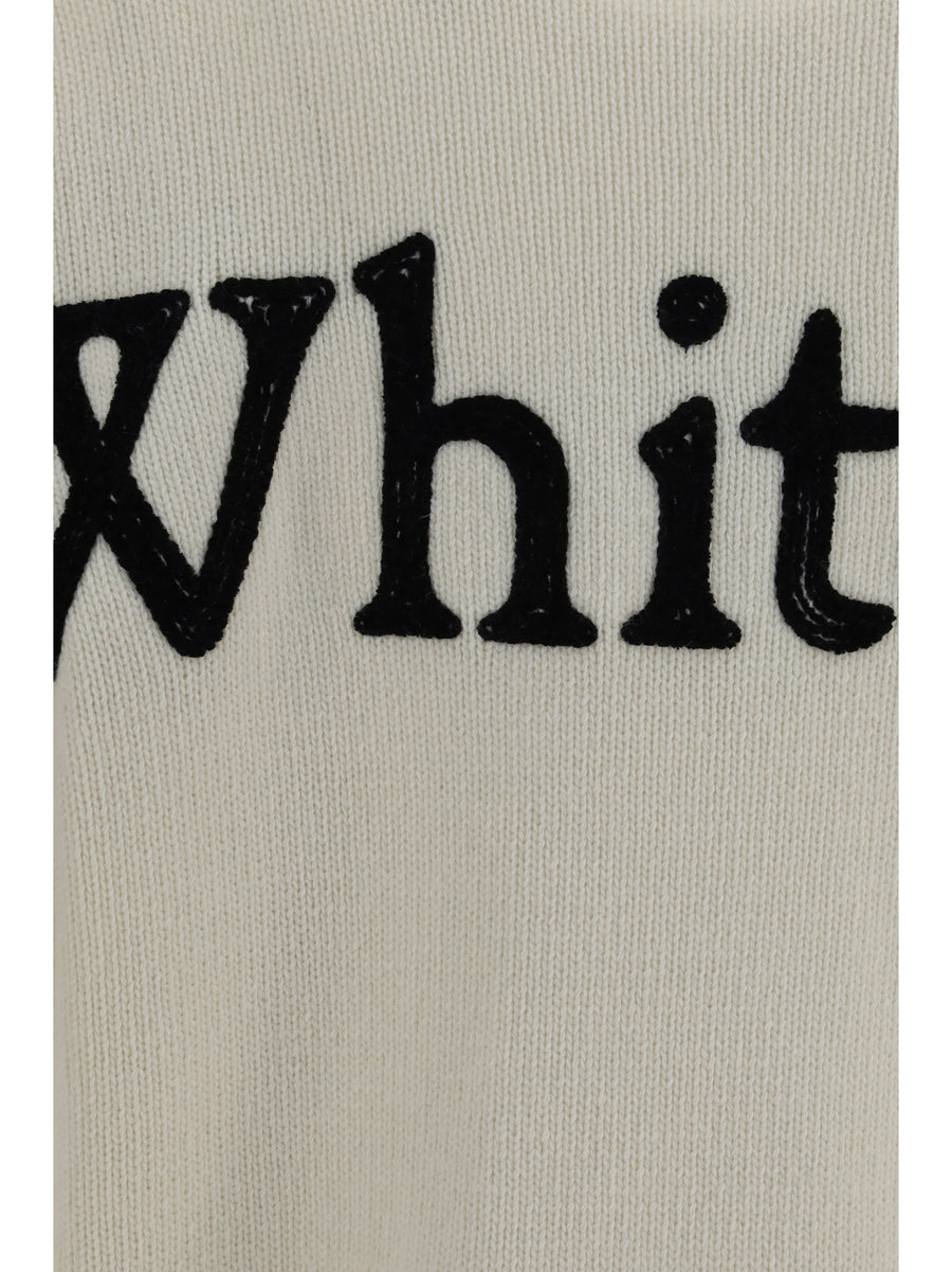 Crewneck Sweater Bookish Shared Ivory-Black Ivory/black Merino Wool (ovis Aries)
