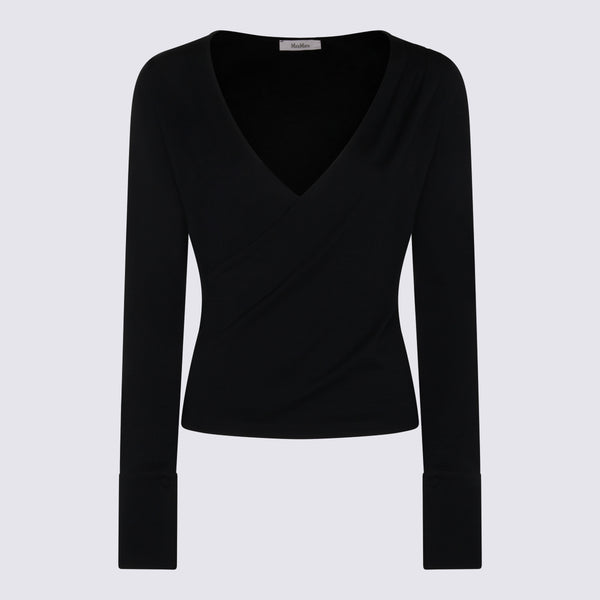 Max Mara 100% virgin wool blouse in black