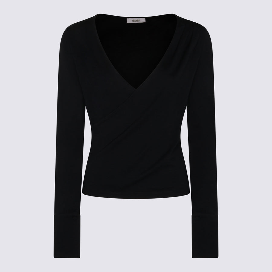 Max Mara 100% virgin wool blouse in black