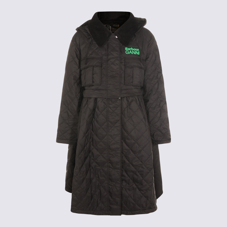 Barbour X Ganni 100% Polyester coat in black