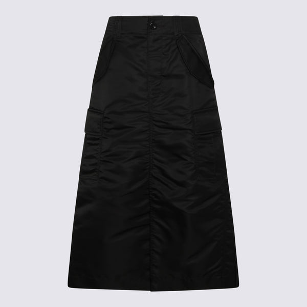 Sacai 100% Nylon skirt in black