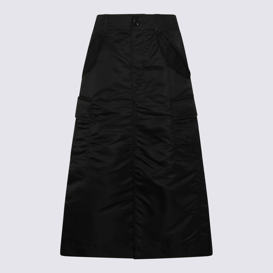 Sacai 100% Nylon skirt in black