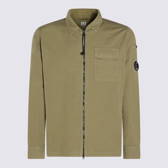 Cp Company Shirts Dried Herb _100 % Co