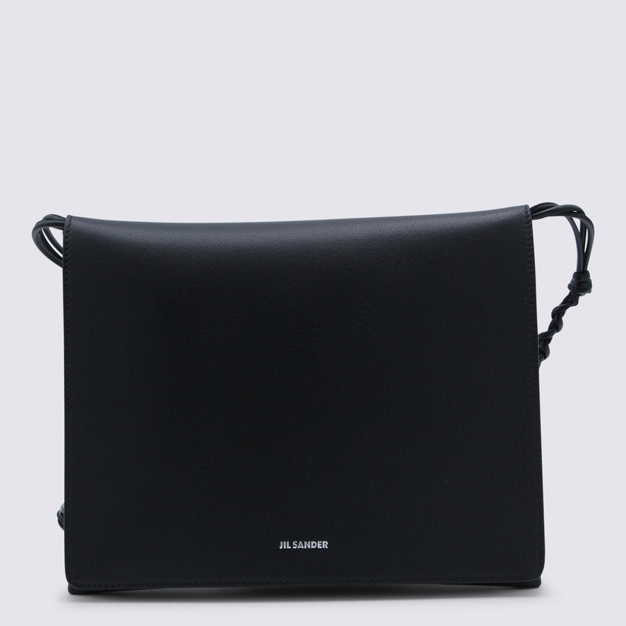 Jil Sander Leather shoulder bag in black