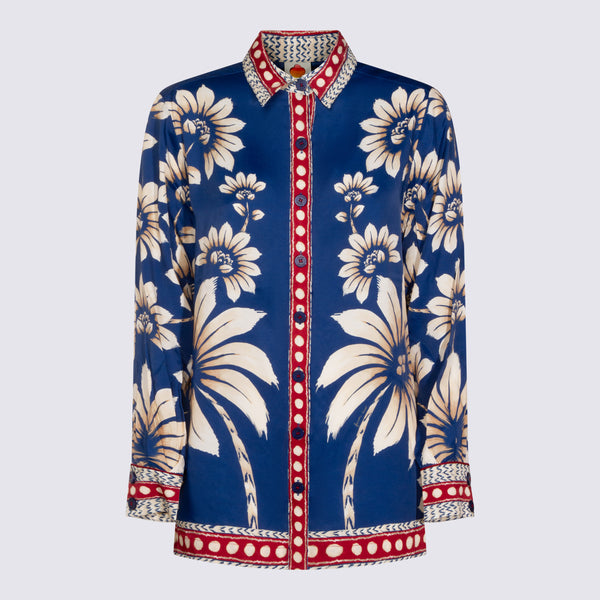 Farm Rio Silk shirt in navy