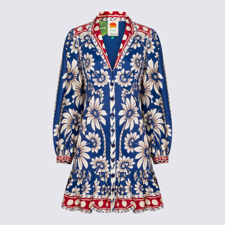 Farm Rio 100% viscose dress in blue