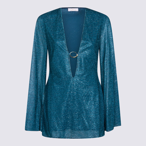 Oseree 64% Pa 36% metallic dress in blue