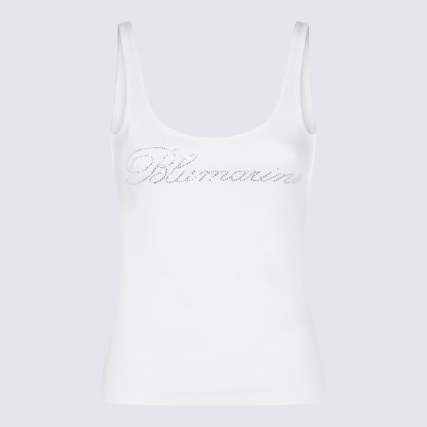 Blumarine 100% Cotton tank top in white