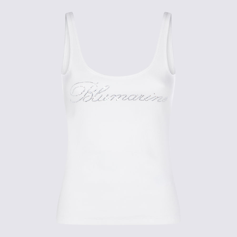 Blumarine 100% Cotton tank top in white