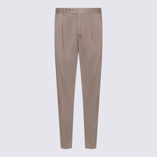 Pt Torino 94% cotton trousers in taupe