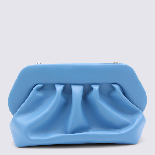 Themoire' 100% Leather clutch in blue
