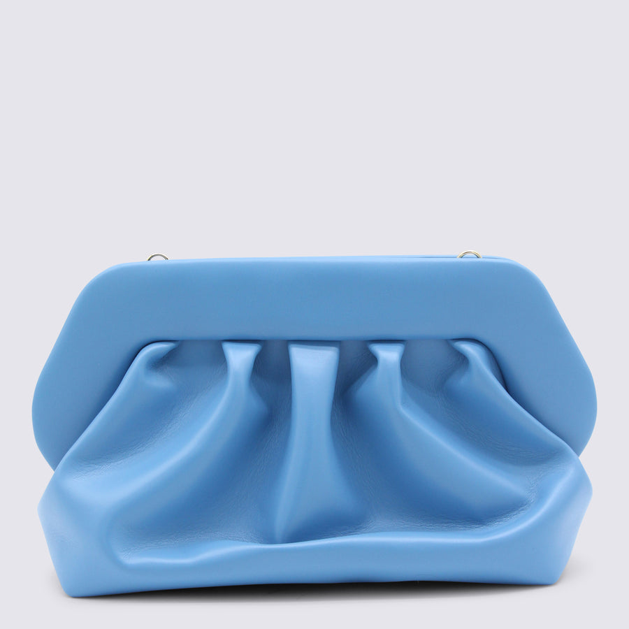 Themoire' 100% Leather clutch in blue