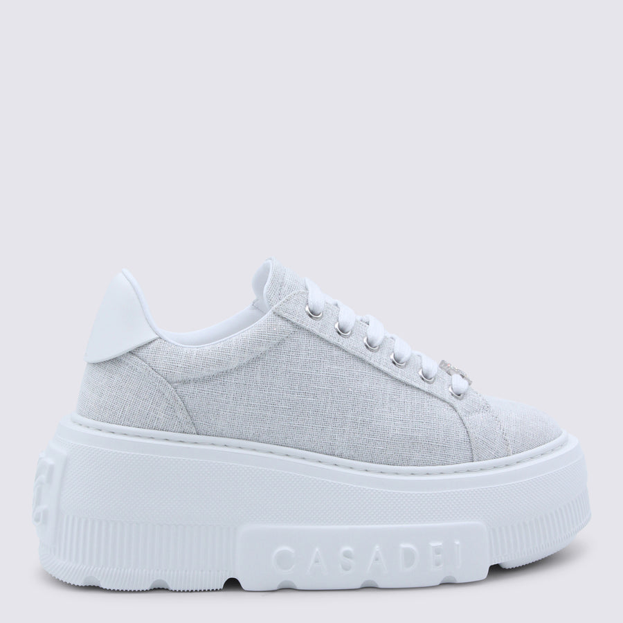 Casadei Linen-blend upper sneaker in beige