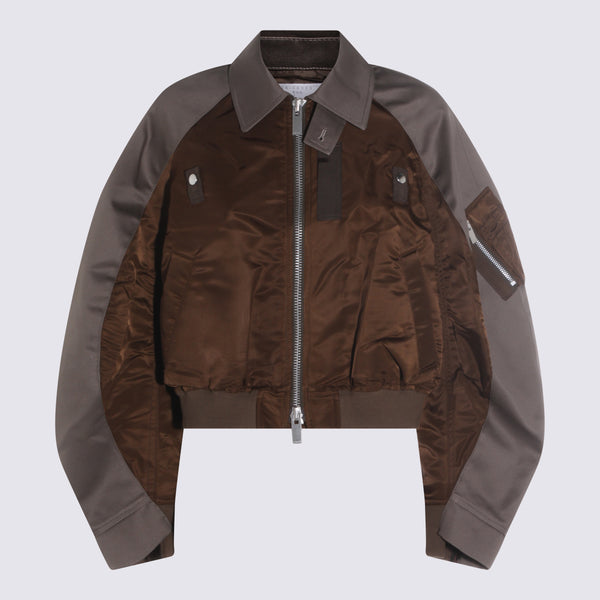 Sacai 100% nylon jacket in brown