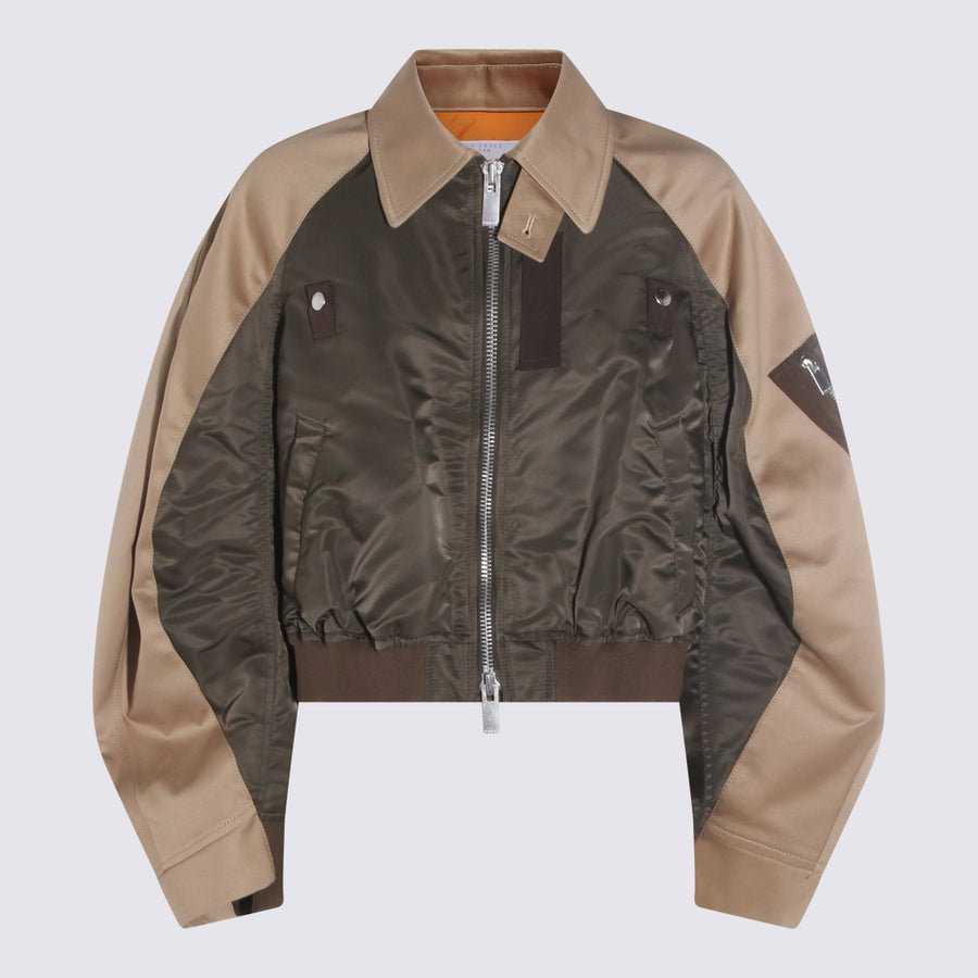 Sacai 100% nylon jacket in beige