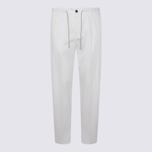 Eleventy 96% Cotton trousers in white