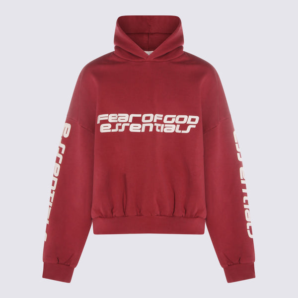 Fear Of God Essentials 100% Cotton hoodie in red