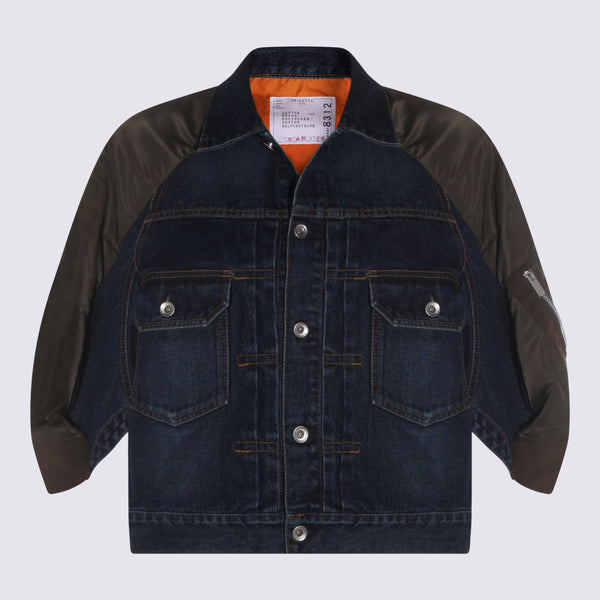 Sacai 55% Cotton jacket in blue