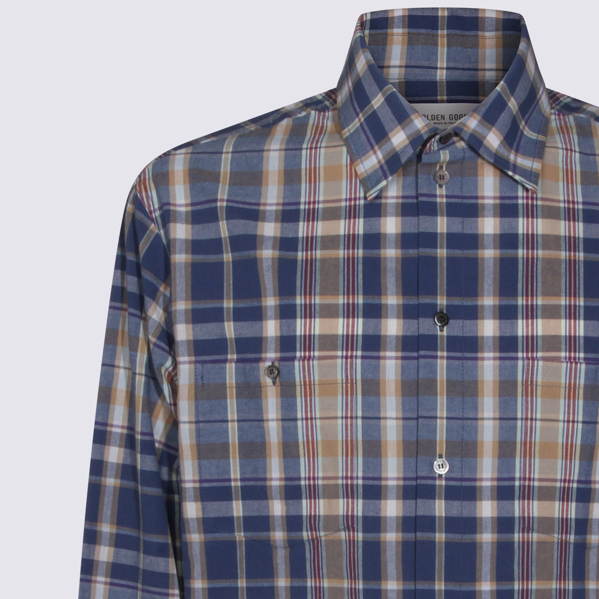 Golden Goose Shirts New Wheat/indigo Blue/old Red _100 % Co