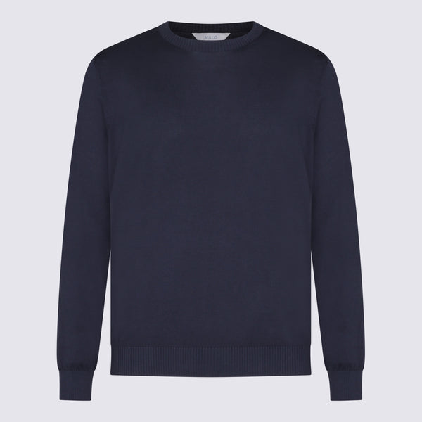 Malo 92% cotton sweater in navy