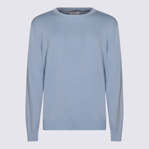 Malo 92% cotton sweater in blue