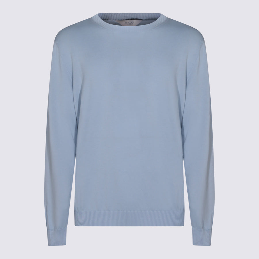 Malo 92% cotton sweater in blue