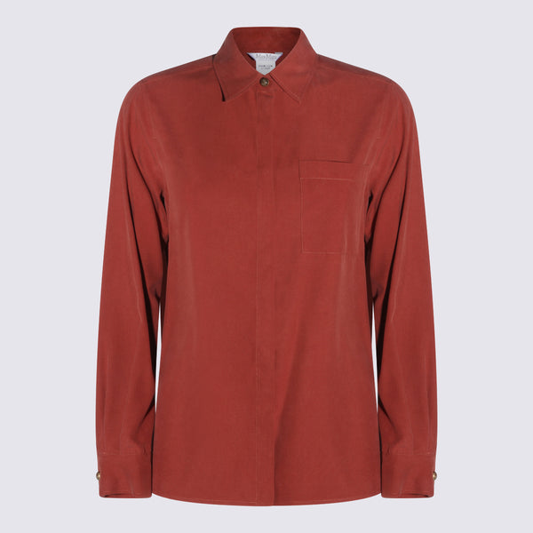 Max Mara 100% Silk shirt in red