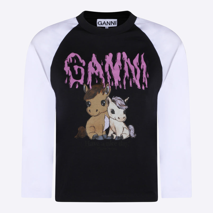 Ganni 100% Cotton t-shirt in black