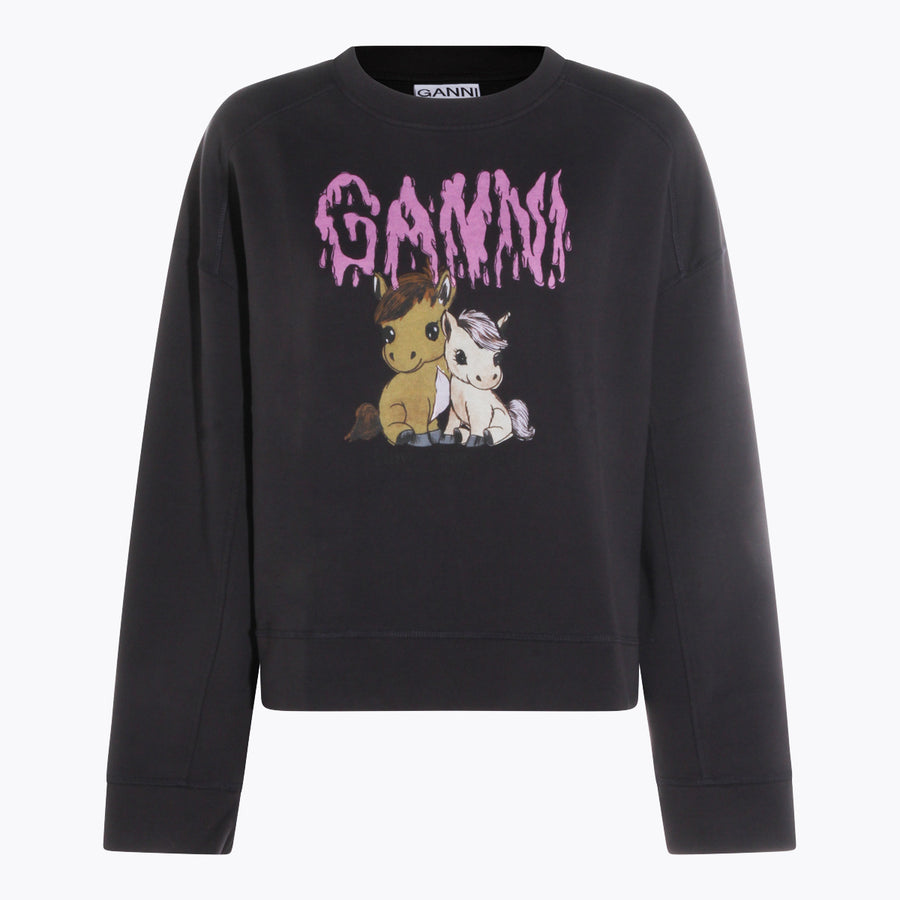 Ganni 100% Cotton sweatshirt in black