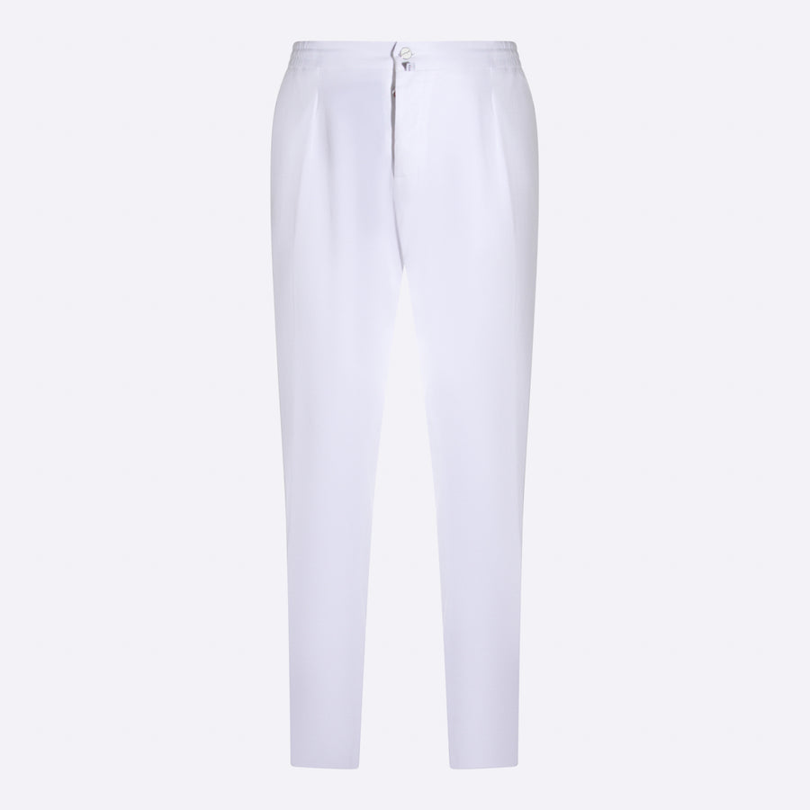 Kiton 97% Lyocell trousers in white