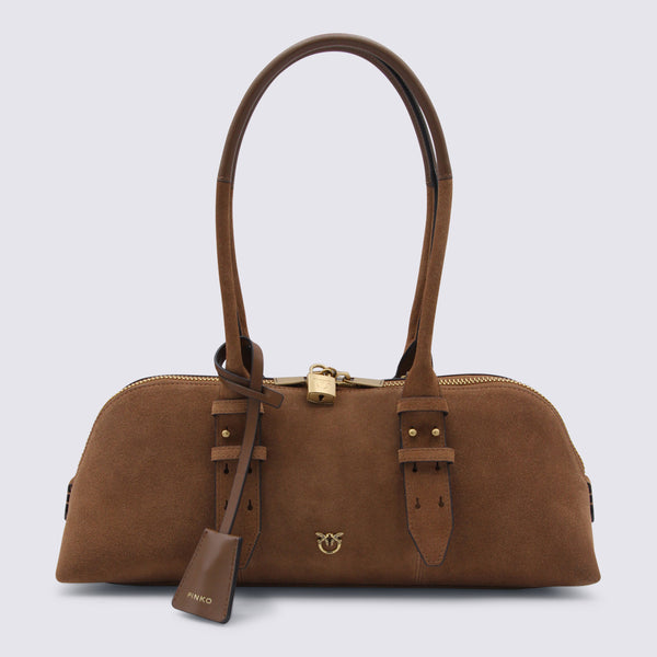 Pinko Suede leather shoulder bag in brown