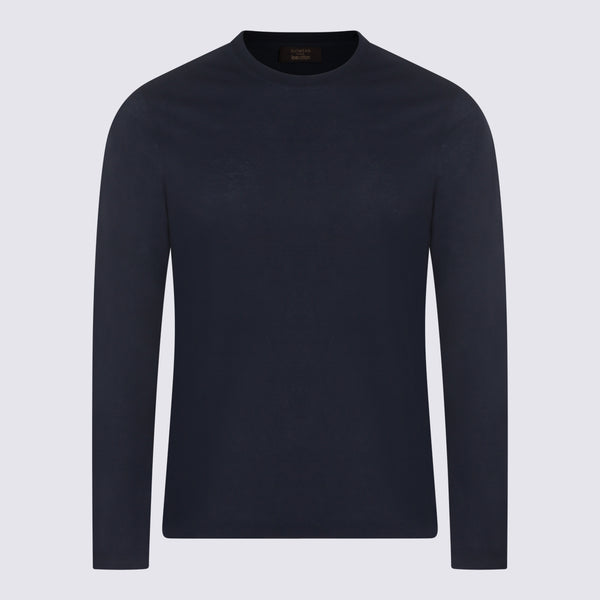 Zanone 100% Cotton sweater in navy