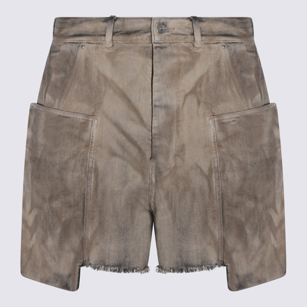 Rick Owens Drkshdw 100% Cotton cargo shorts in beige