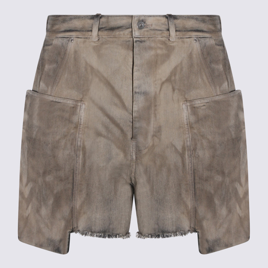 Rick Owens Drkshdw 100% Cotton cargo shorts in beige