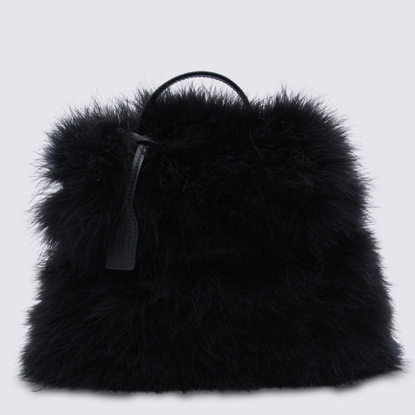 Moschino Faux fur top handle bag in black