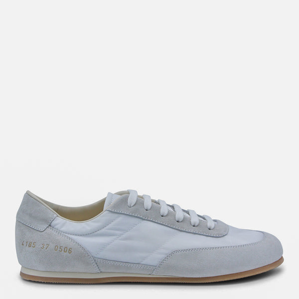 Common Projects Nylon and suede upper; rubber sole sneakers in white