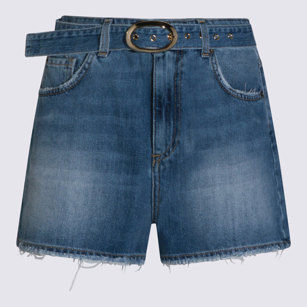 Twin-Set 100% cotton denim shorts in blue