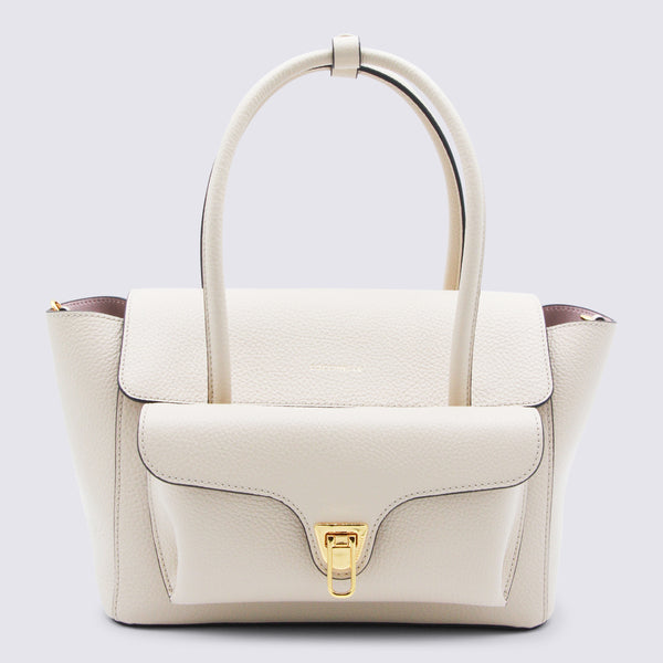 Coccinelle 100% Leather shoulder bag in beige