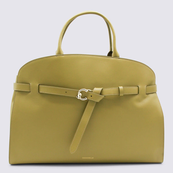 Coccinelle 100% leather top handle bag in yellow
