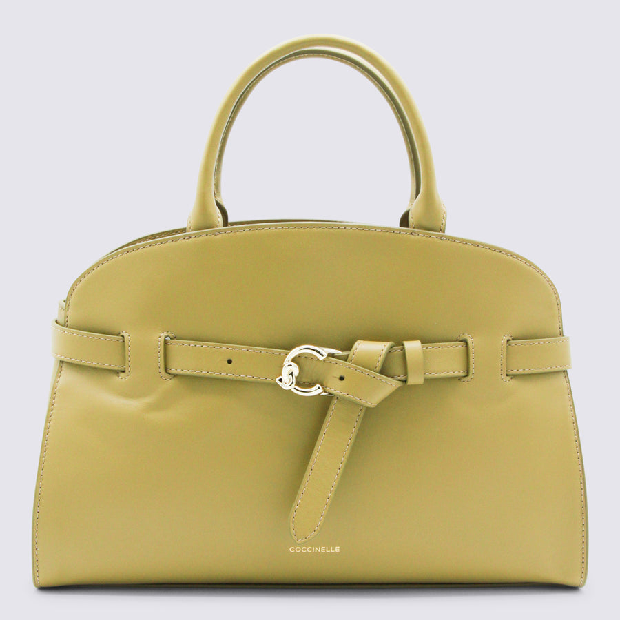 Coccinelle 100% leather top handle bag in yellow